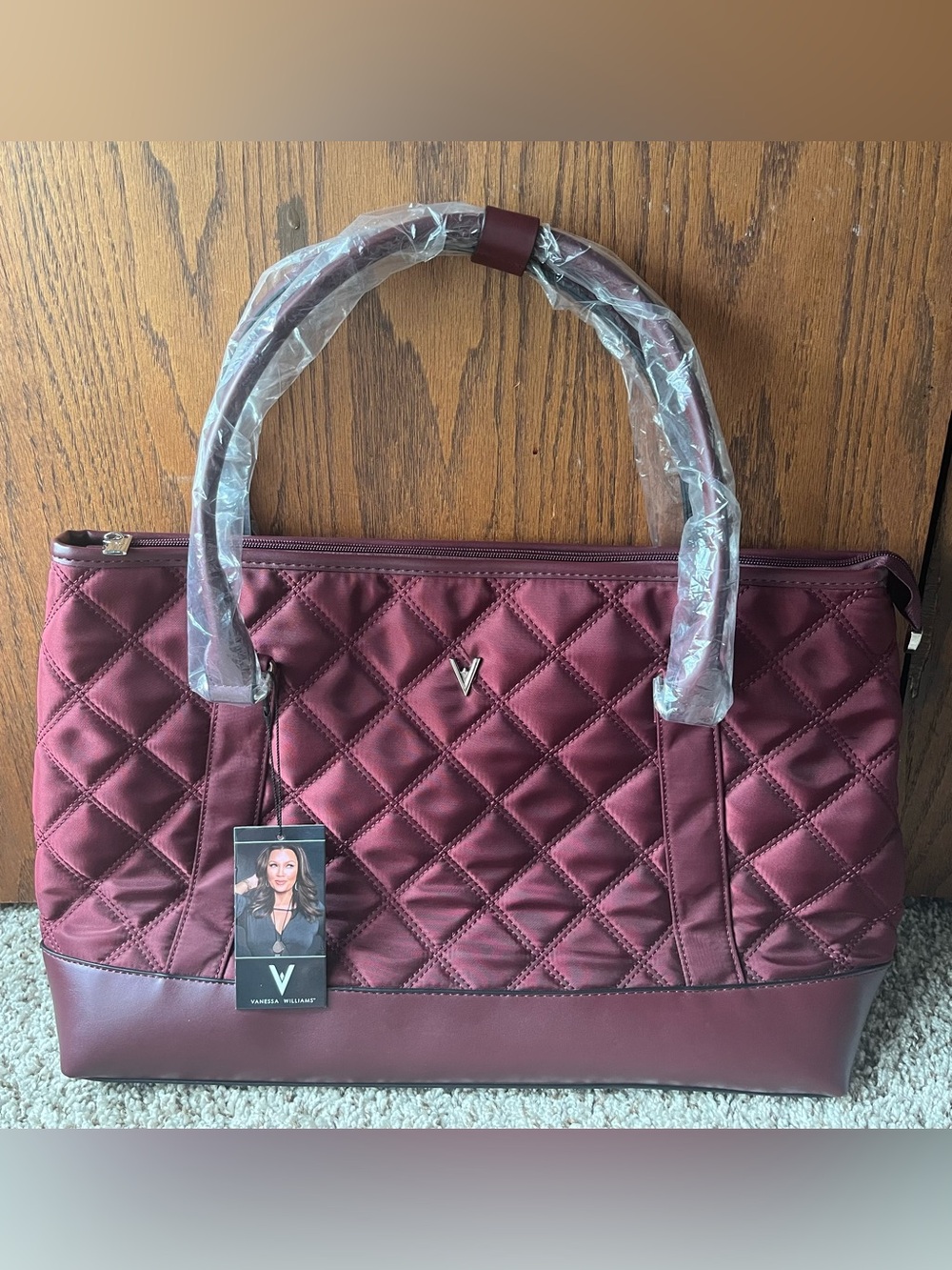 Vanessa Williams - Burgundy Quilted Laptop Tote